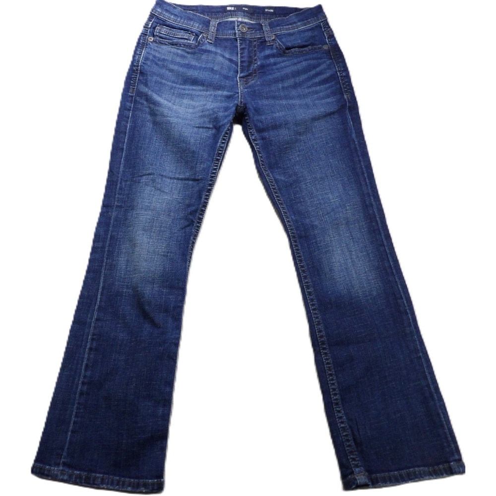 BKE Aiden Jeans Women 31x30 Blue Denim Stretch Mid Rise Relaxed Bootcut Cropped